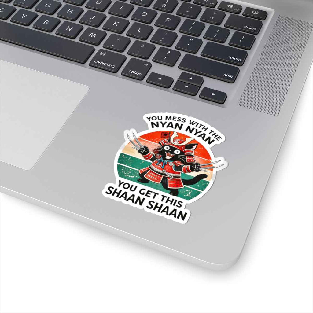 Samurai Cat Illustration Sticker | Kiss-Cut Nyan Nyan Shaan Shaan