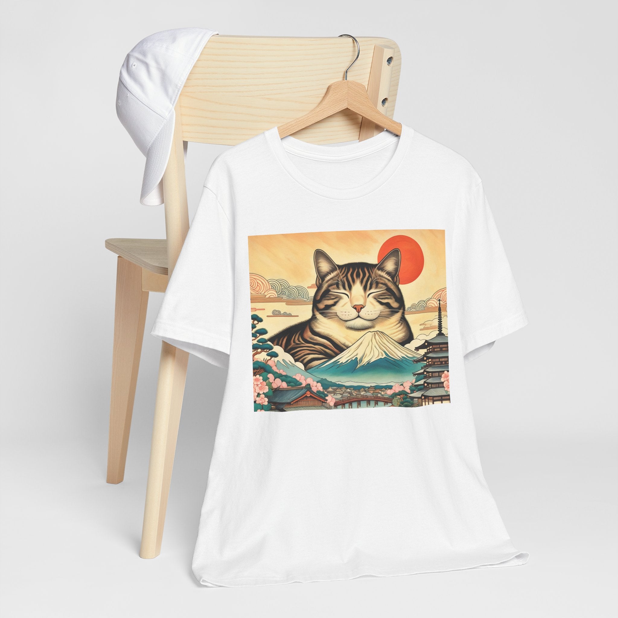 Sakura Mt. Fuji Cat Shirt - Cute Cat T-Shirt Inspired by Japanese Culture