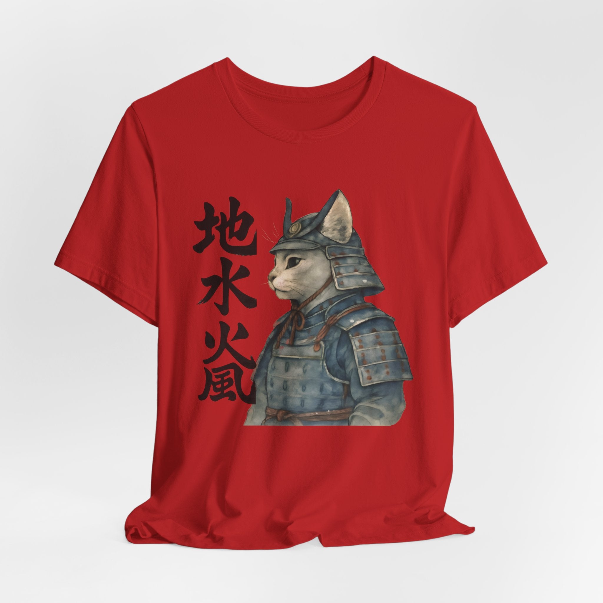 Samurai Cat Watercolor Tee | Japanese Kimono Neko Cat