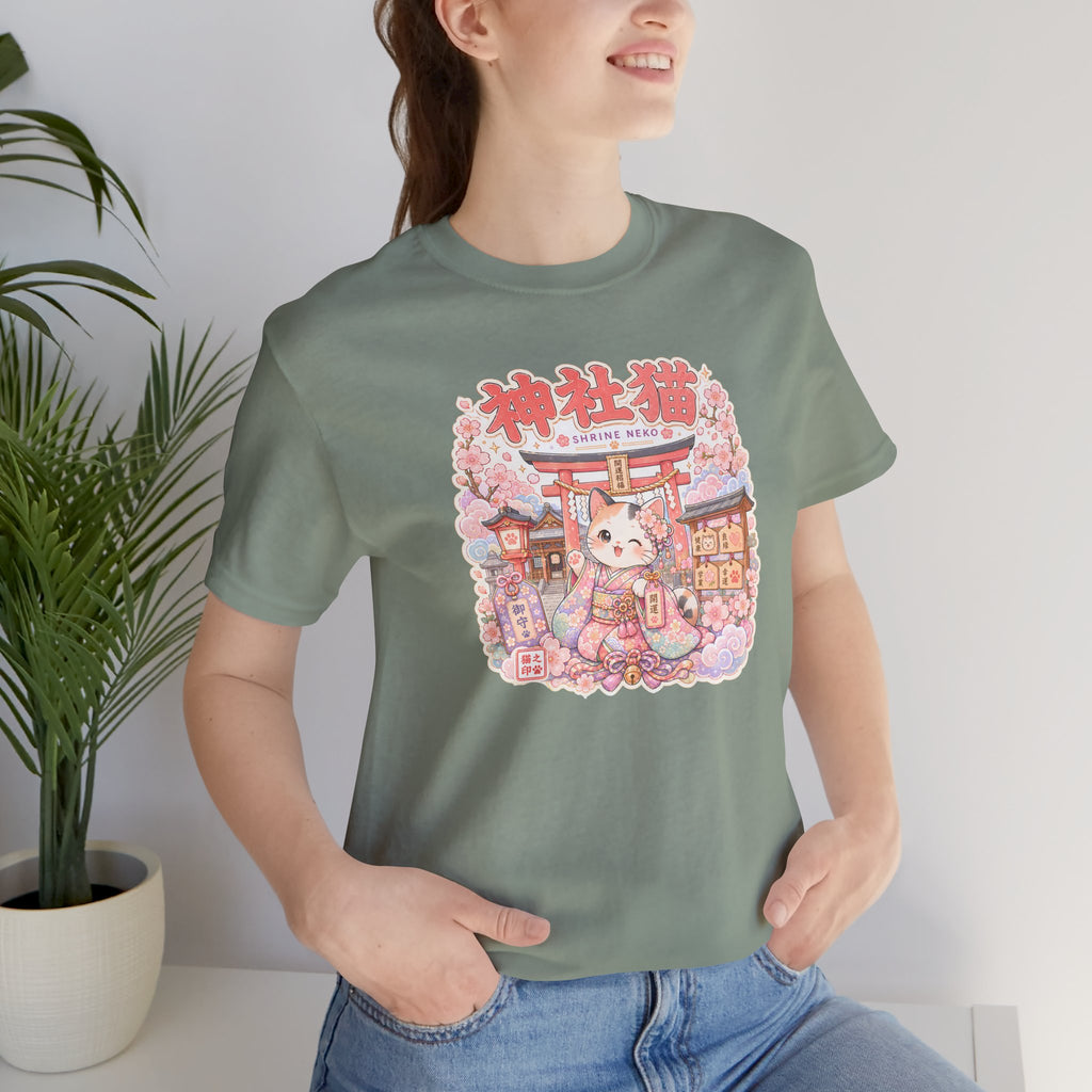 Lucky Cat Shrine T-Shirt — Kawaii Maneki Neko Cherry Blossom Tee
