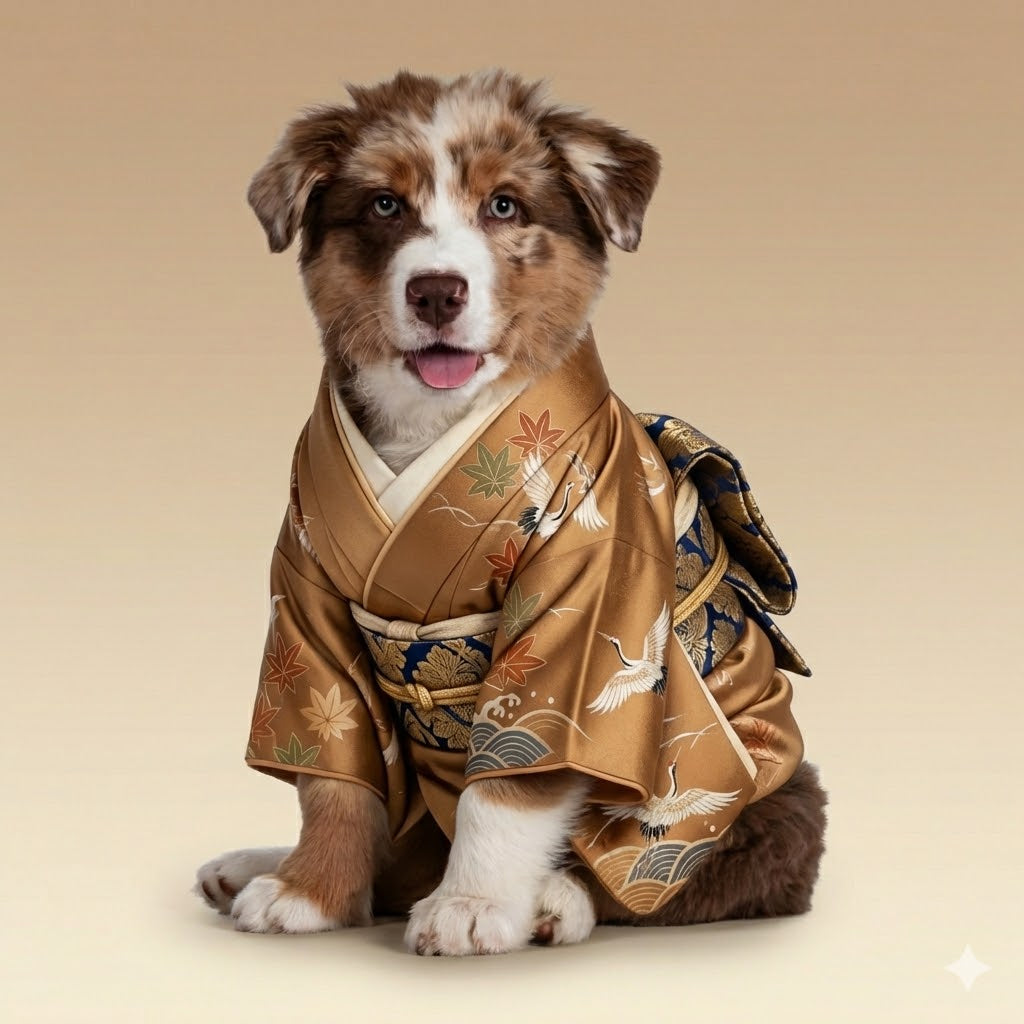 Individuelles Kimono-Haustierportrait – Personalisiertes Haustierkunstwerk im japanischen Stil