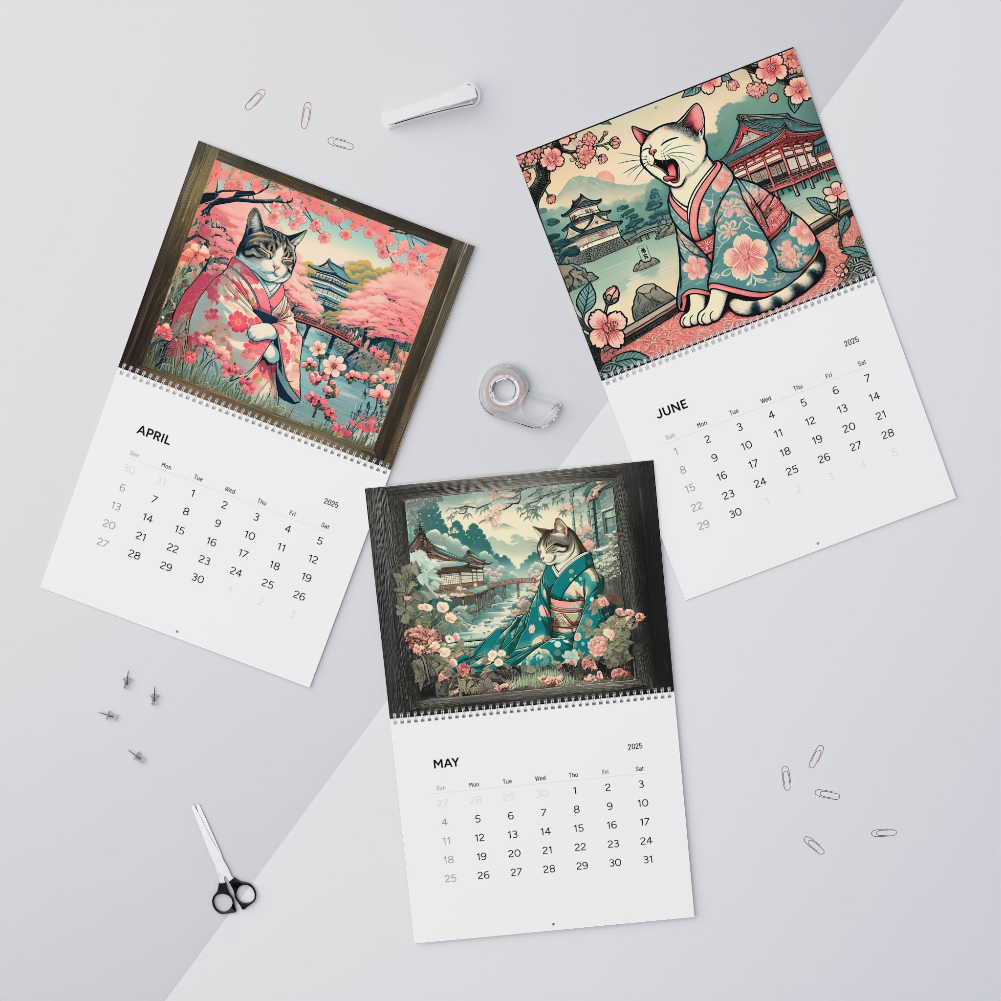 Kawaii Zen Cats of Edo Calendar 2025