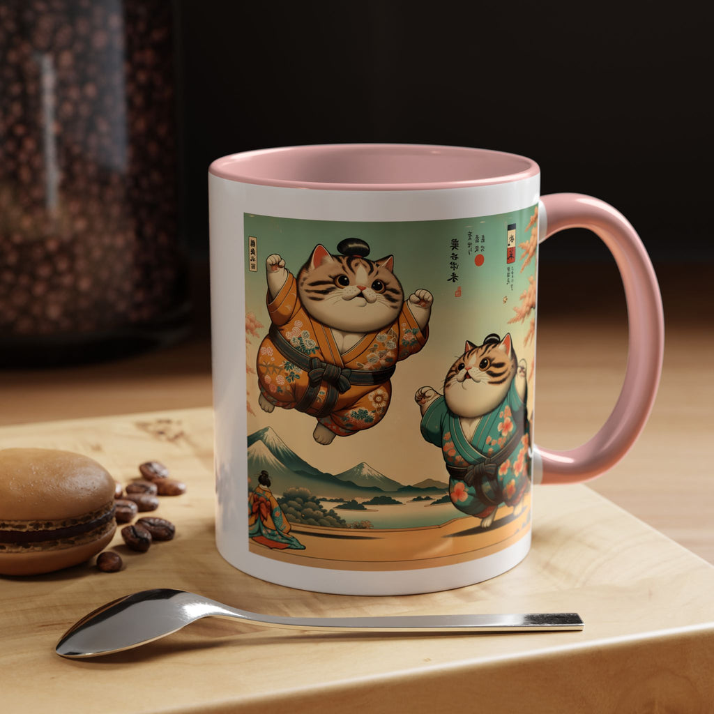 Sumo Cats Mug - Japanese Cherry Blossoms