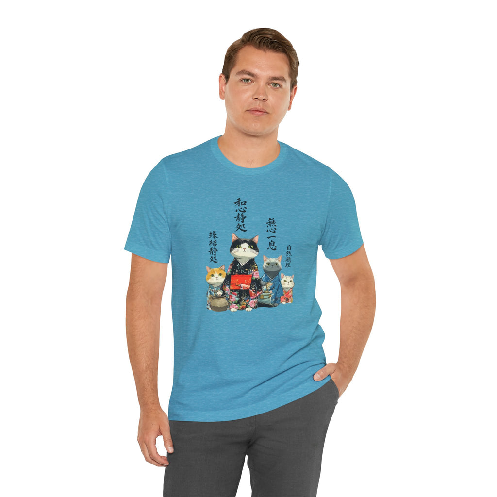Zen Kimono Cats T-Shirt | Japanese Cat Illustration