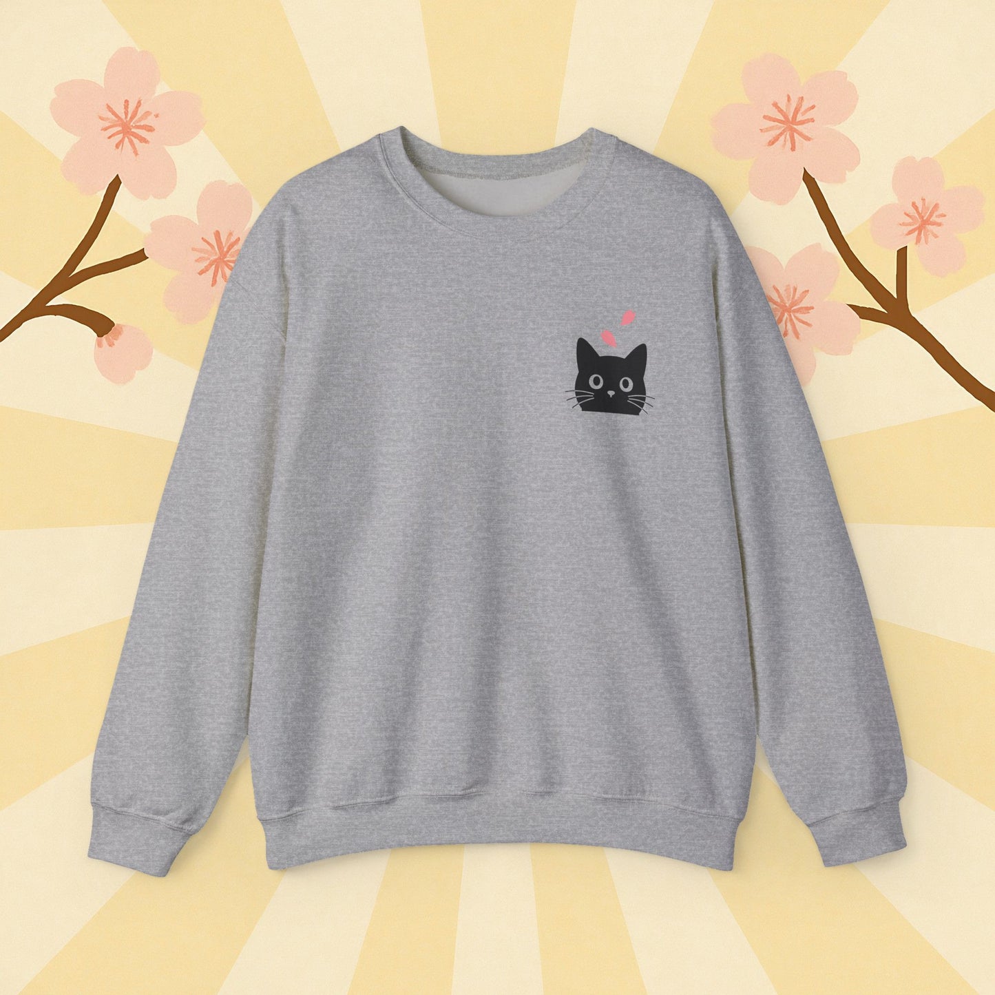 Black Cat Sakura Sweatshirt - Unisex Crewneck