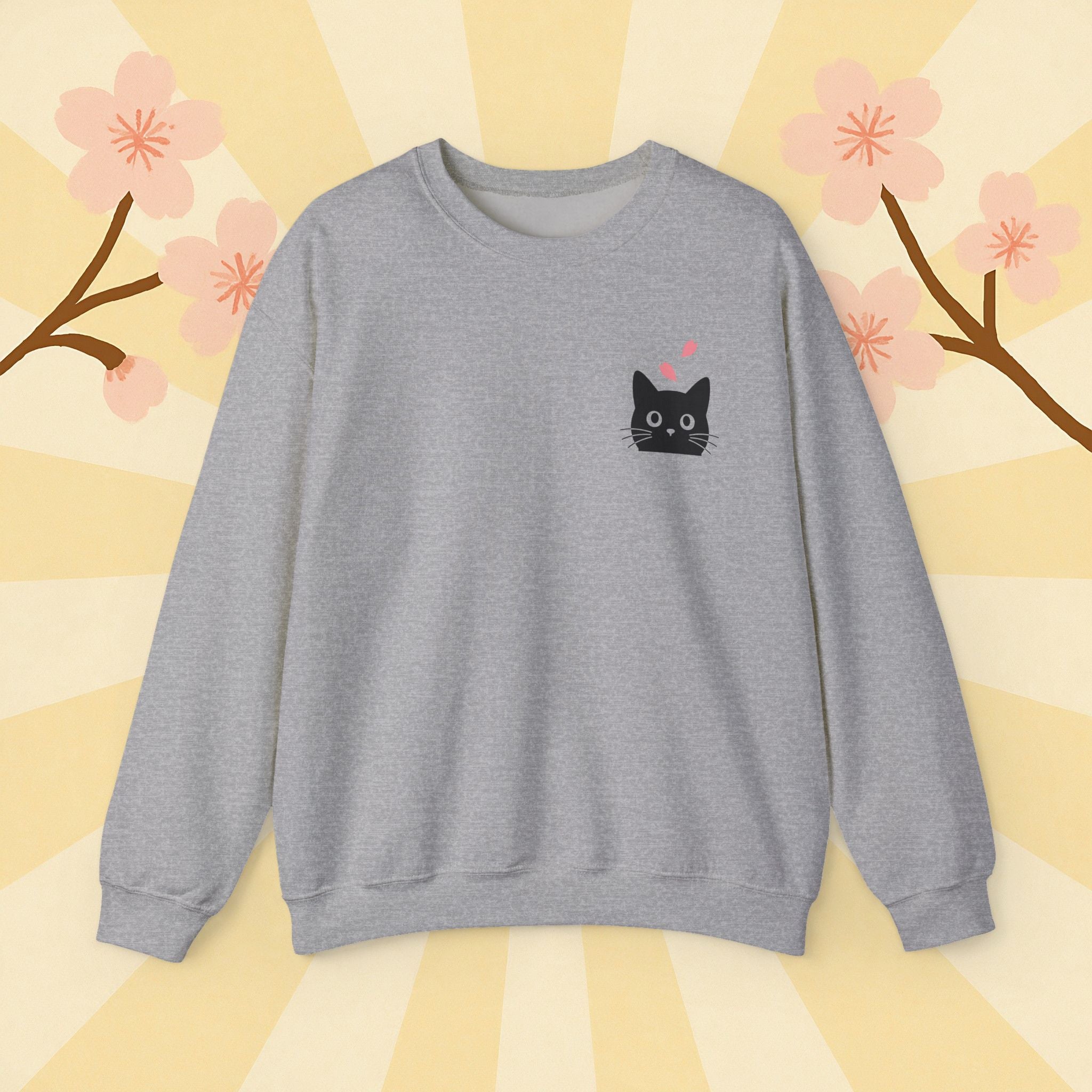 Black Cat Sakura Sweatshirt - Unisex Crewneck