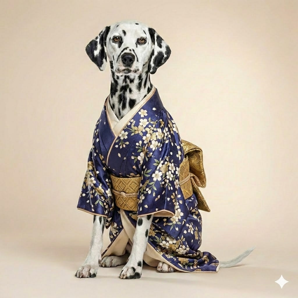 Individuelles Kimono-Haustierportrait – Personalisiertes Haustierkunstwerk im japanischen Stil