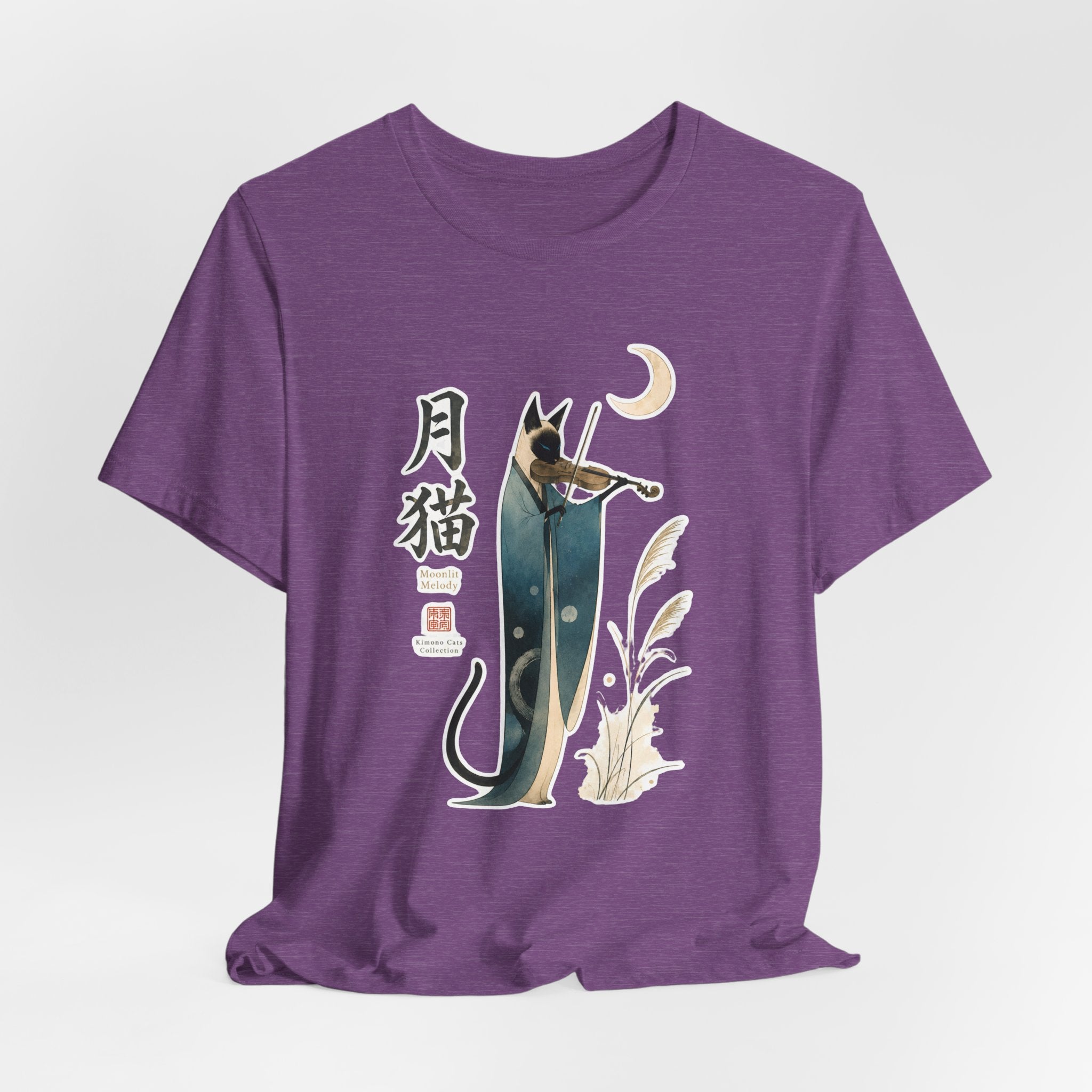 Moon Cat Violin Tee — Japanese-Inspired Cat Playing Violin T-Shirt