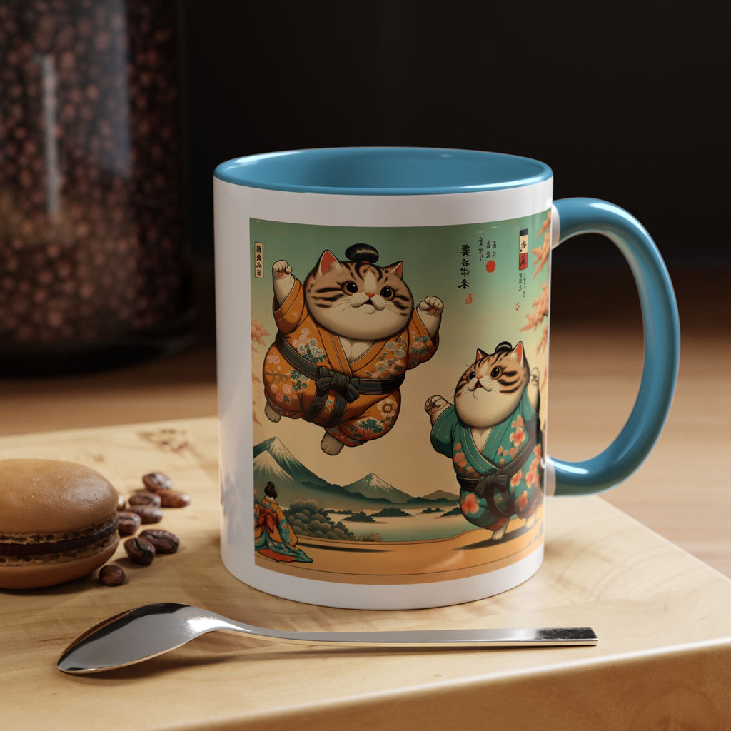 Sumo Cats Mug - Japanese Cherry Blossoms