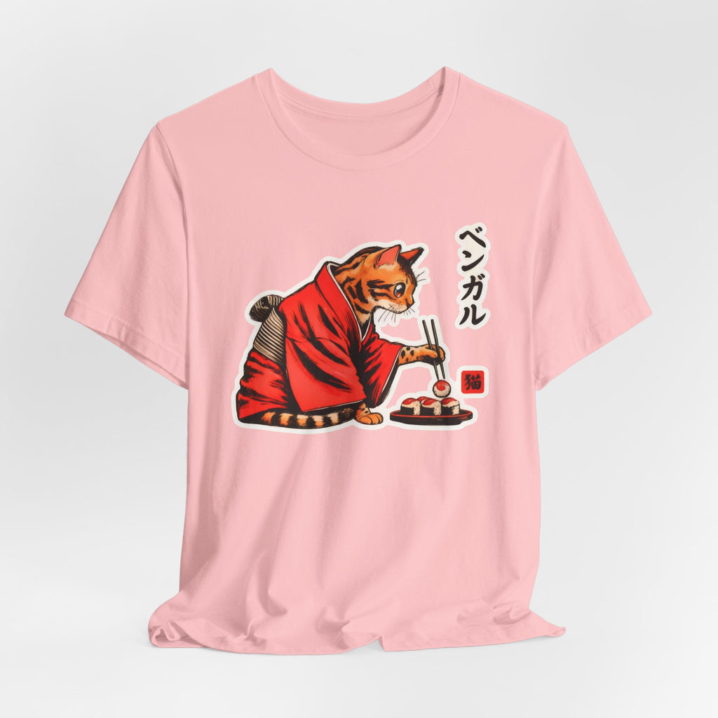 Kimono Sushi Cat Tee - Kawaii Bengal Cat Japanese Shirt