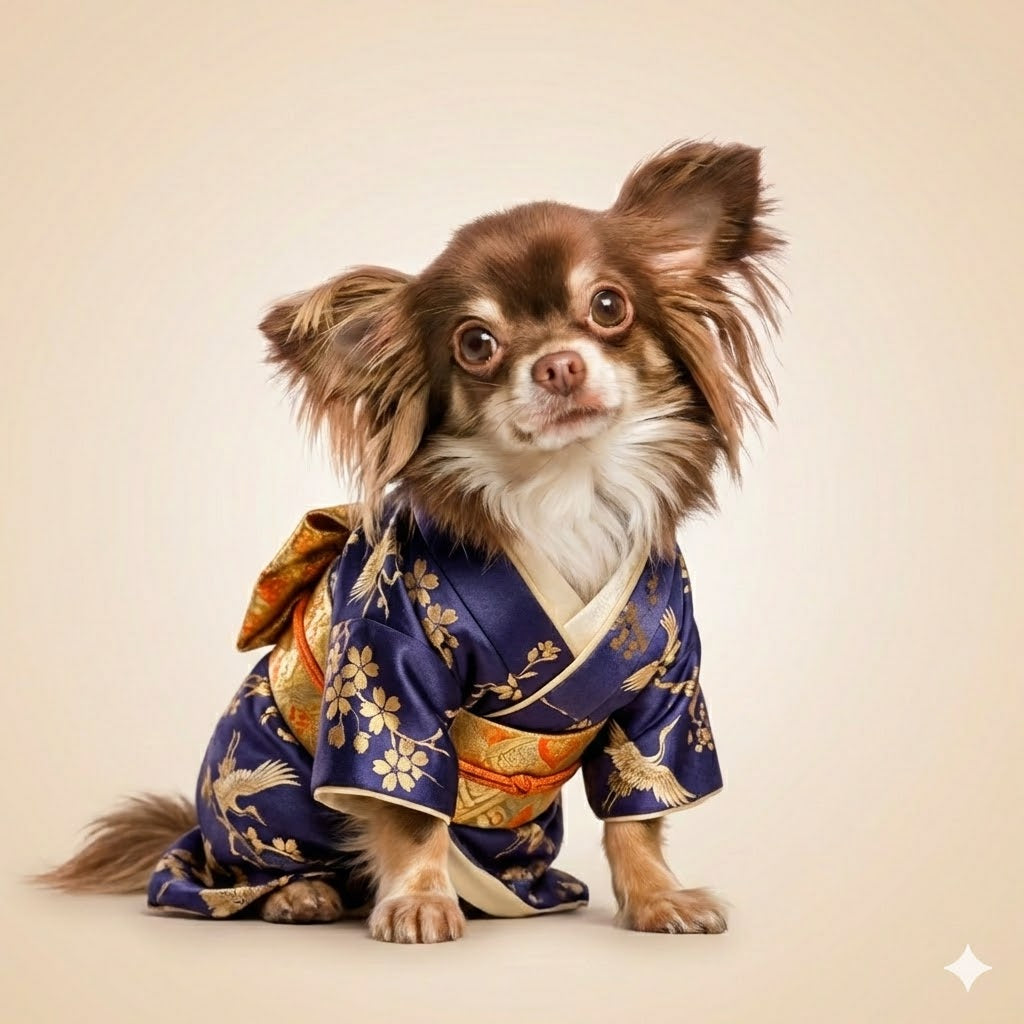 Individuelles Kimono-Haustierportrait – Personalisiertes Haustierkunstwerk im japanischen Stil