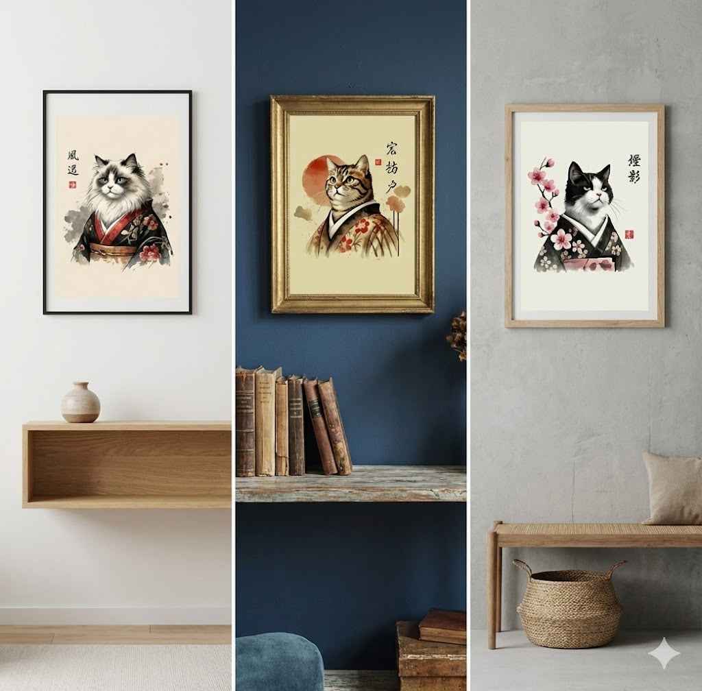 The Kimono Cats Collection: 50+ Printable Japanese Wall Art Designs