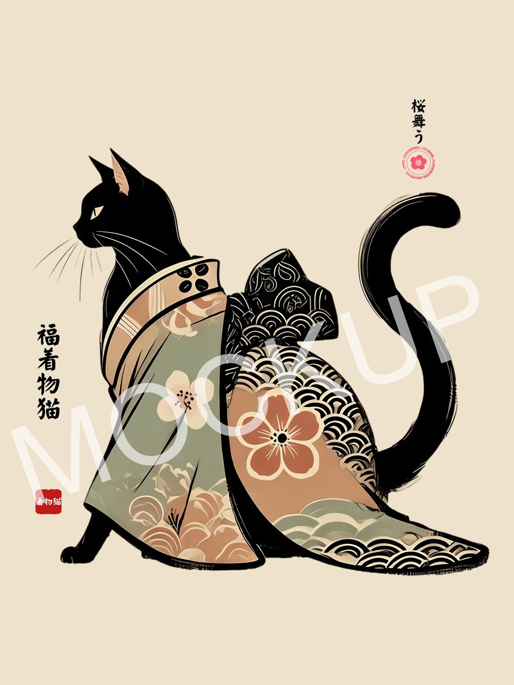 Sakura Mau - Fortune Kimono Cat Wall Art