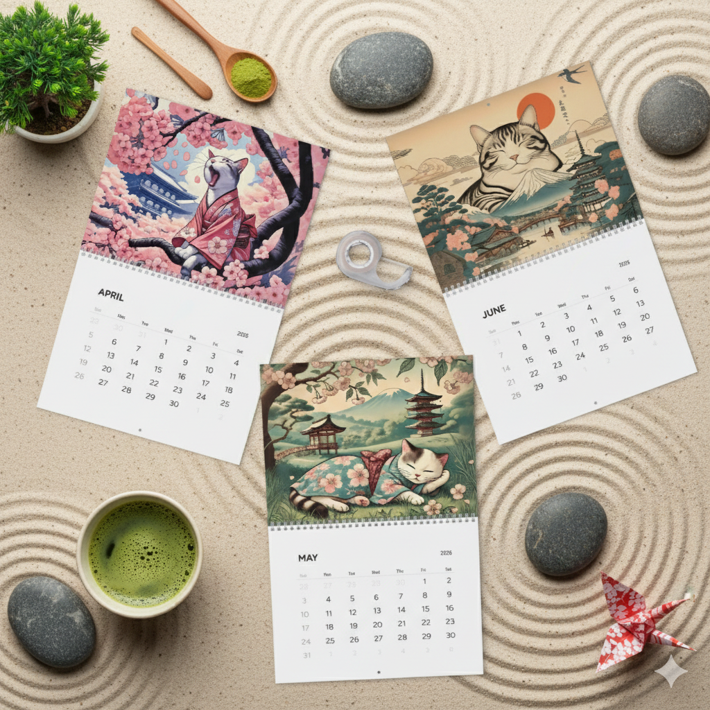 Sleepy Cats of Edo Japan Calendar 2026 - Captivating Art and Culture
