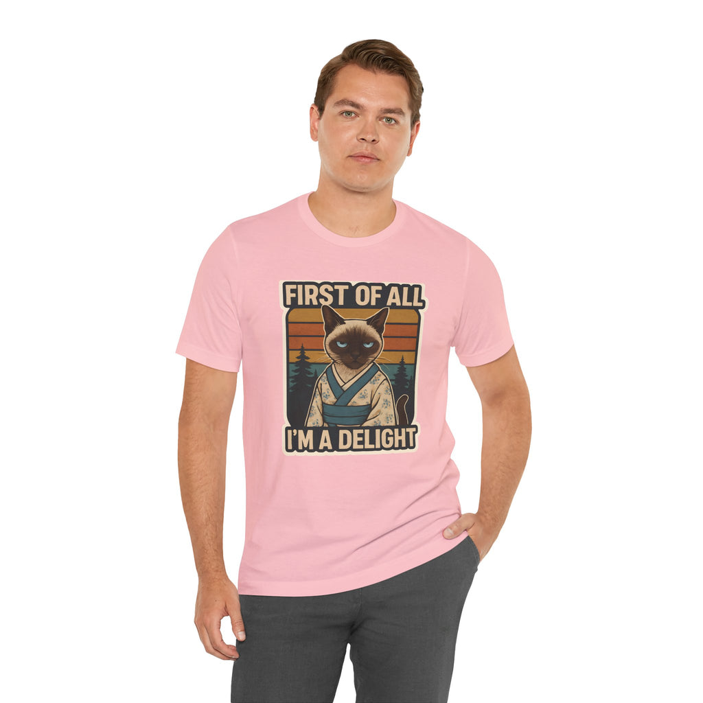 Siamese Cat Samurai "First of All I'm a Delight" T-Shirt