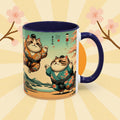 Sumo Cats Mug with Japanese Cherry Blossoms Design - Kimono Cats Collection