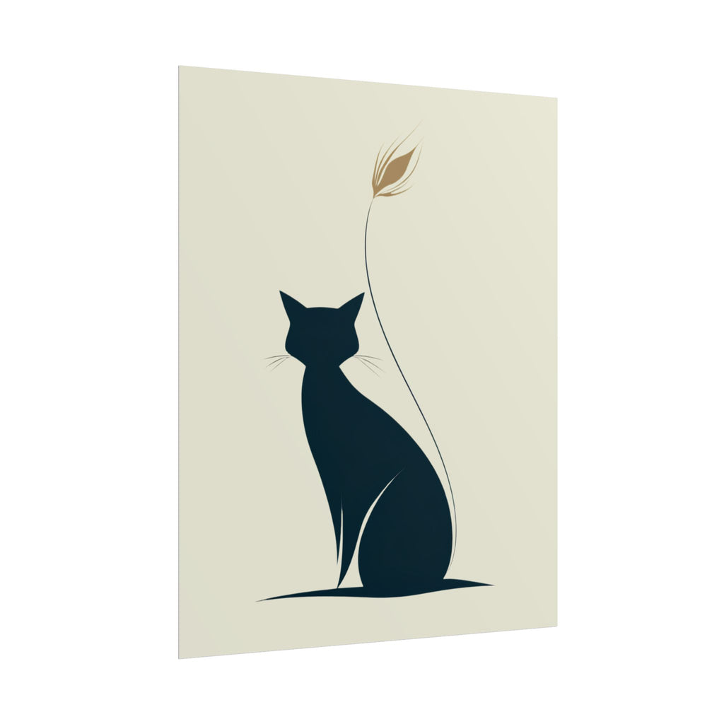 Minimalist Cat Silhouette Poster - Modern Rolled Wall Art