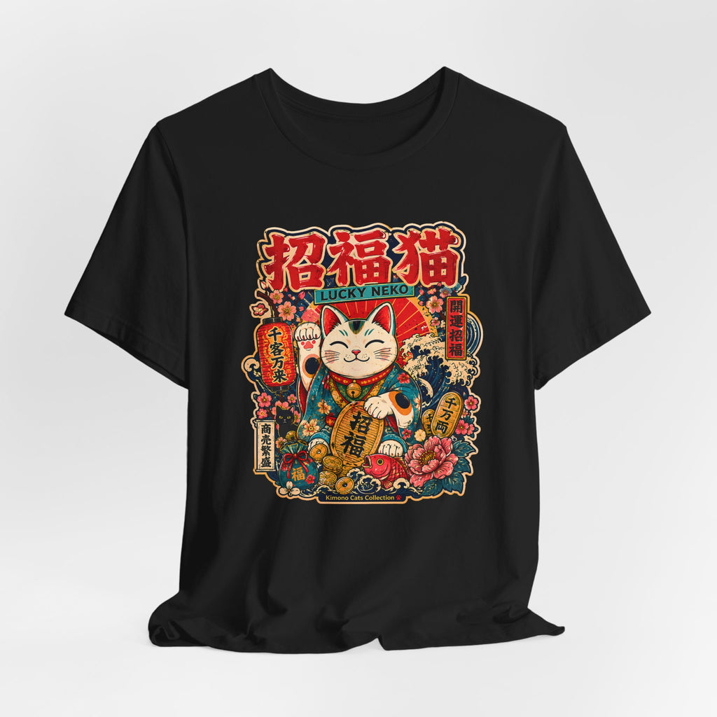 Lucky Maneki Neko T-Shirt — Vintage Japanese Cat Graphic Tee