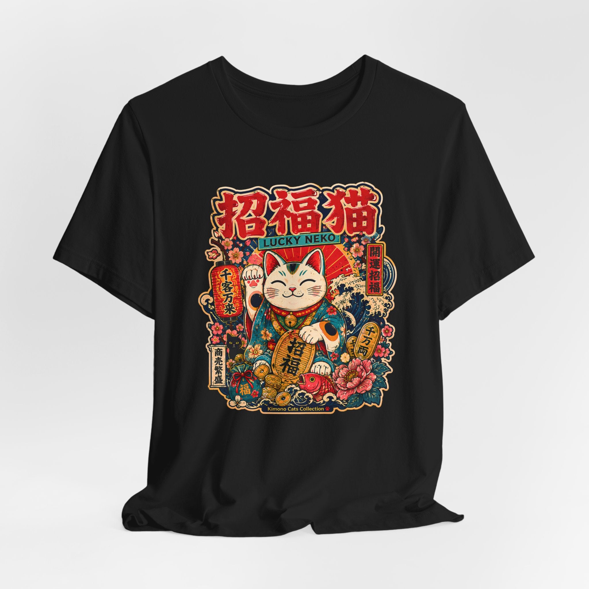 Lucky Maneki Neko T-Shirt — Vintage Japanese Cat Graphic Tee