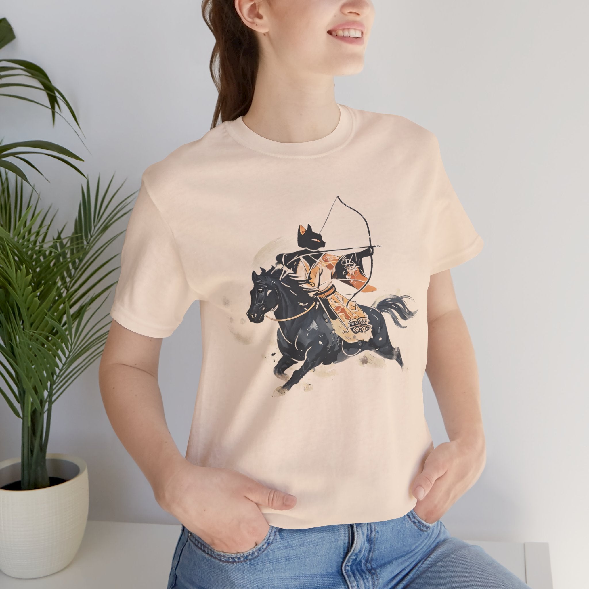 Year of the Horse Kyudo Archer Cat Ukiyo-e Kimono T-Shirt