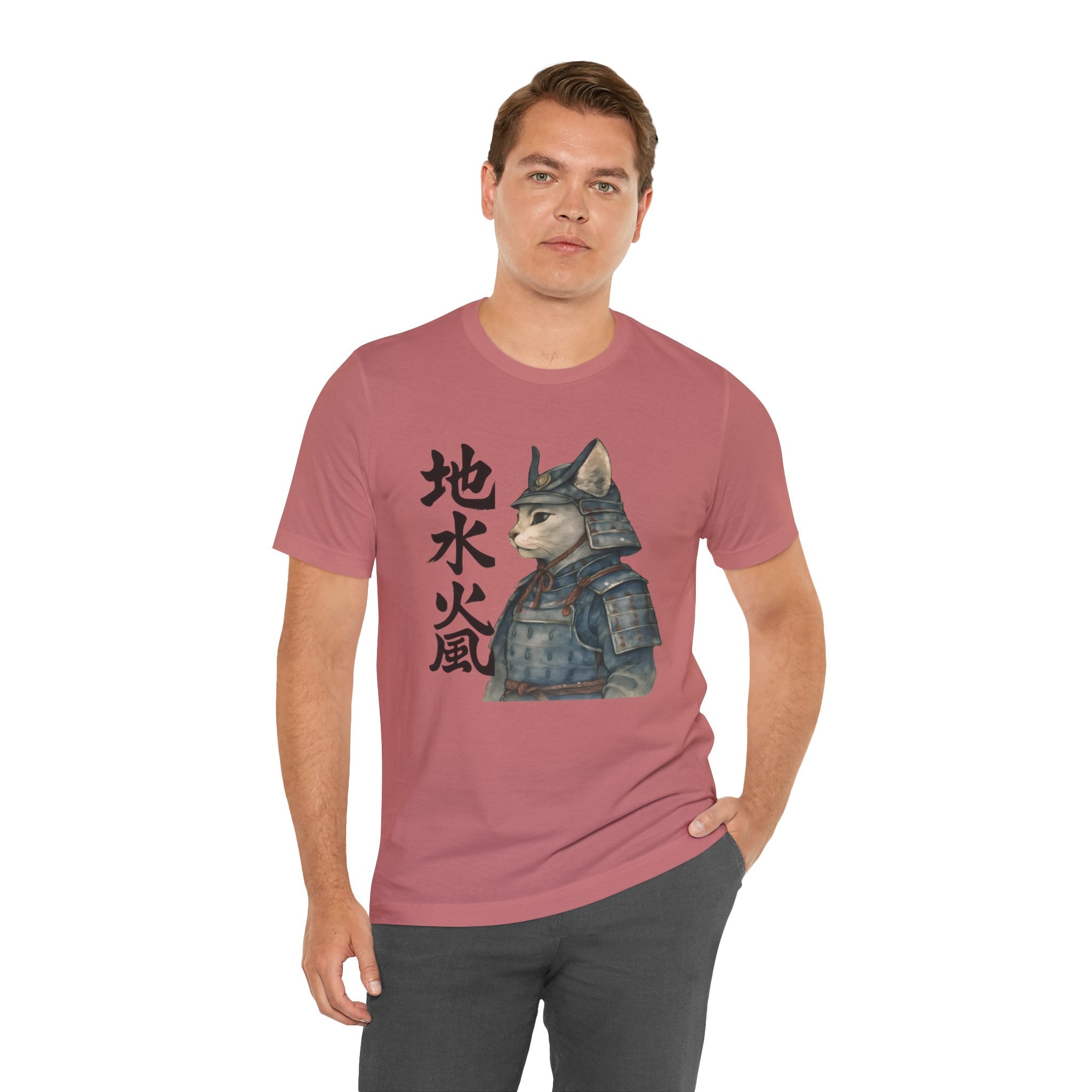 Samurai Cat Watercolor Tee | Japanese Kimono Neko Cat