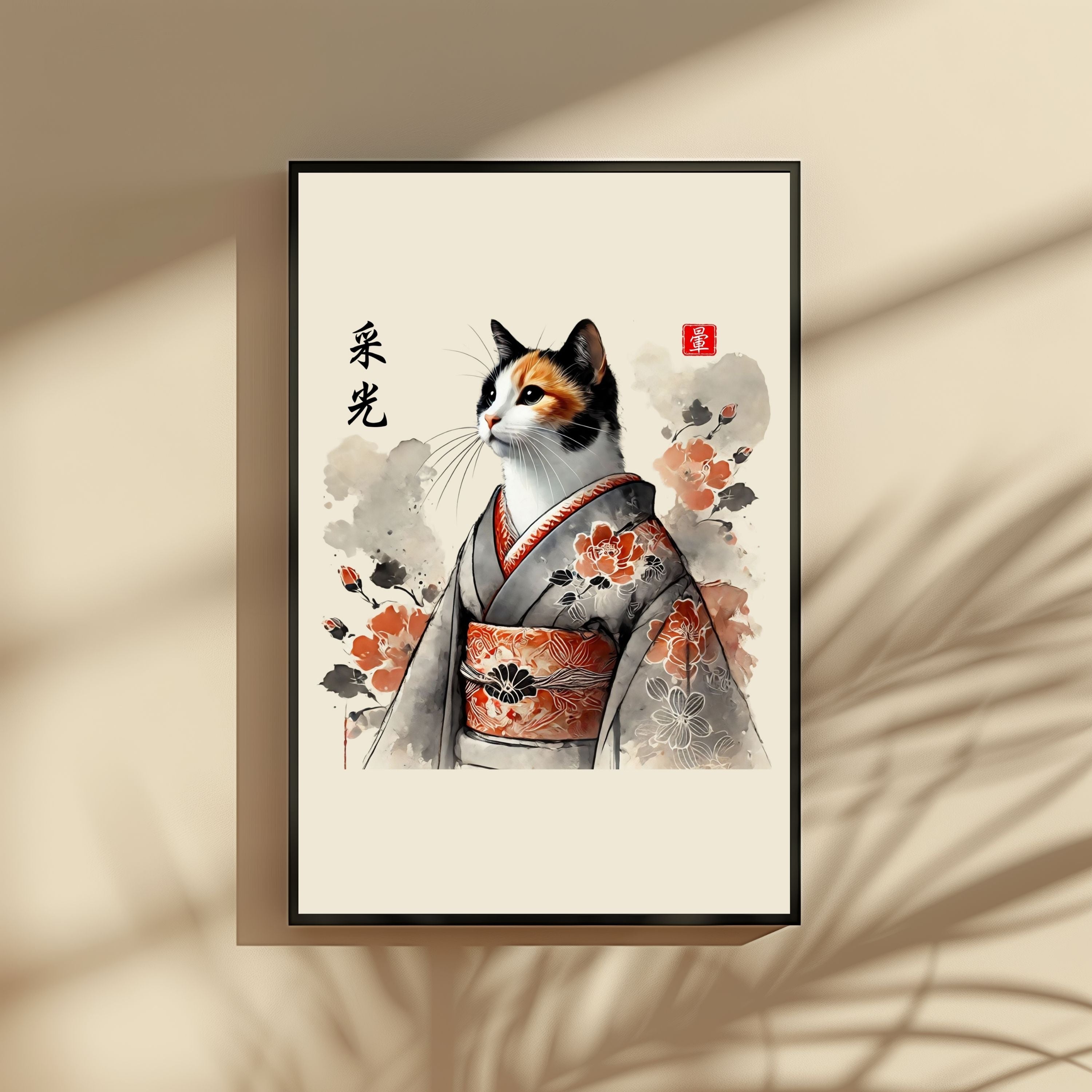 采光 (Sākō) – Light of Gathering Cat Wall Art