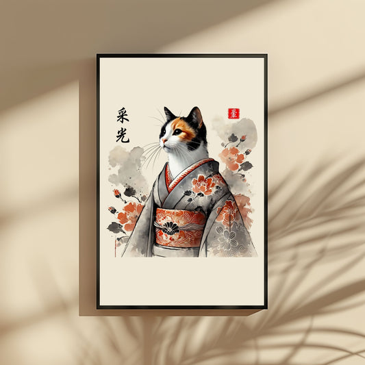 采光 (Sākō) – Light of Gathering Cat Wall Art