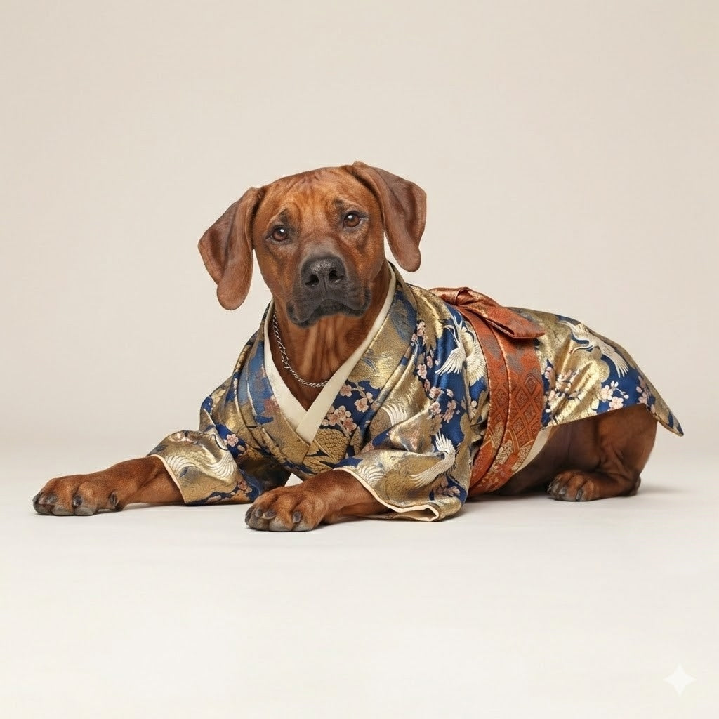 Individuelles Kimono-Haustierportrait – Personalisiertes Haustierkunstwerk im japanischen Stil