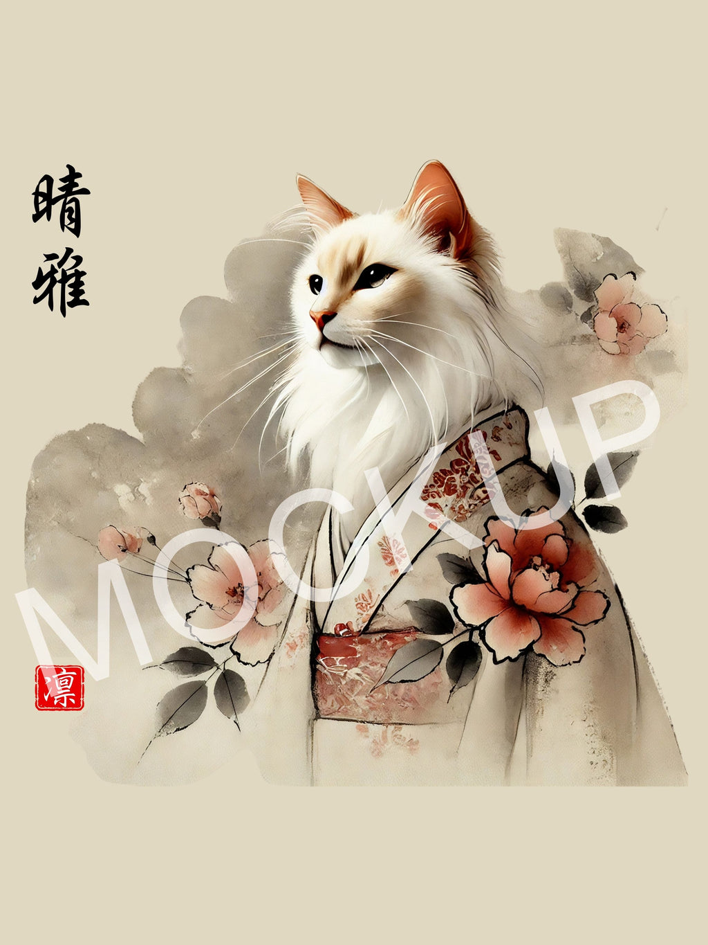 晴雅 (Seiga) – Radiant Elegance Cat Wall Art