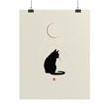 Minimalist Black Cat Poster — Silhouette Moon Art Print (Rolled Poster)