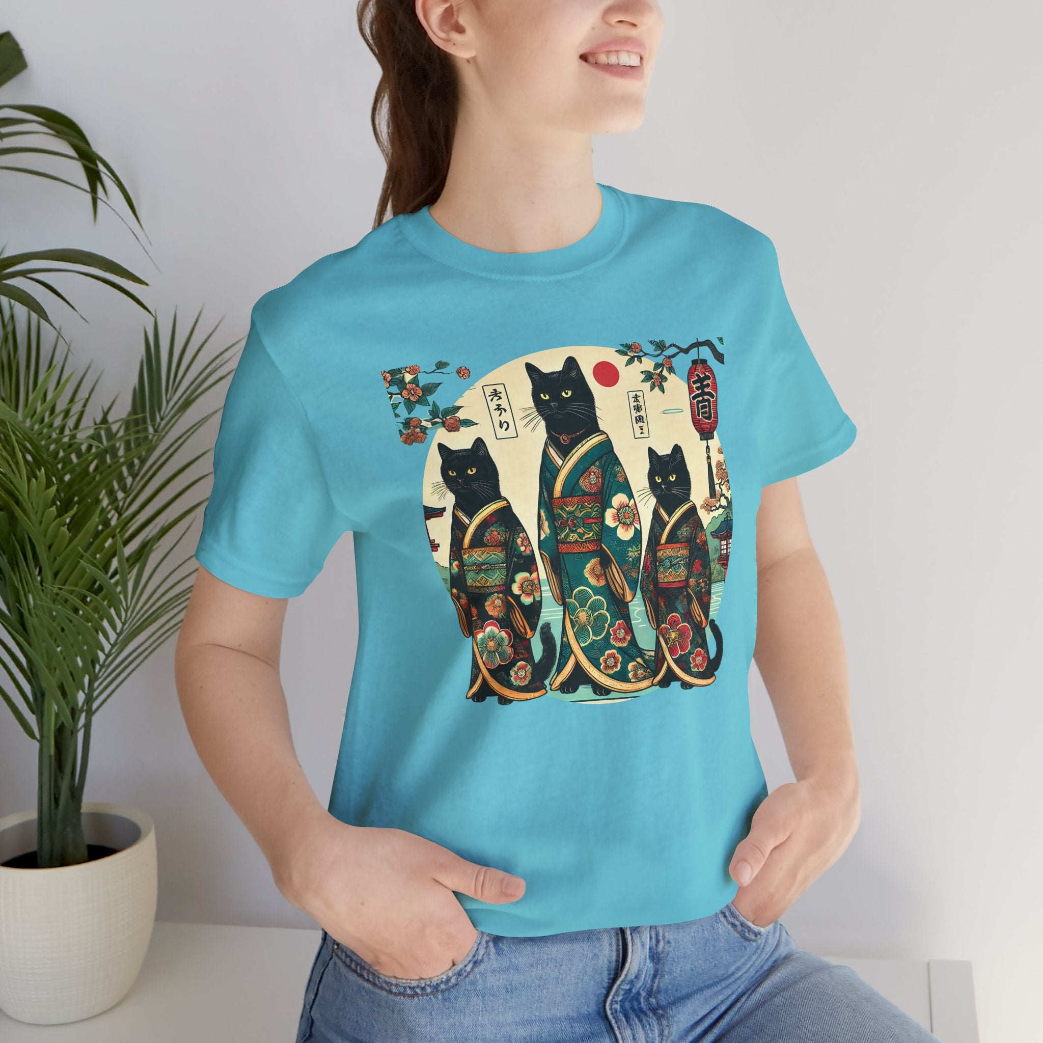 Black Kimono Cats Tee - Unisex