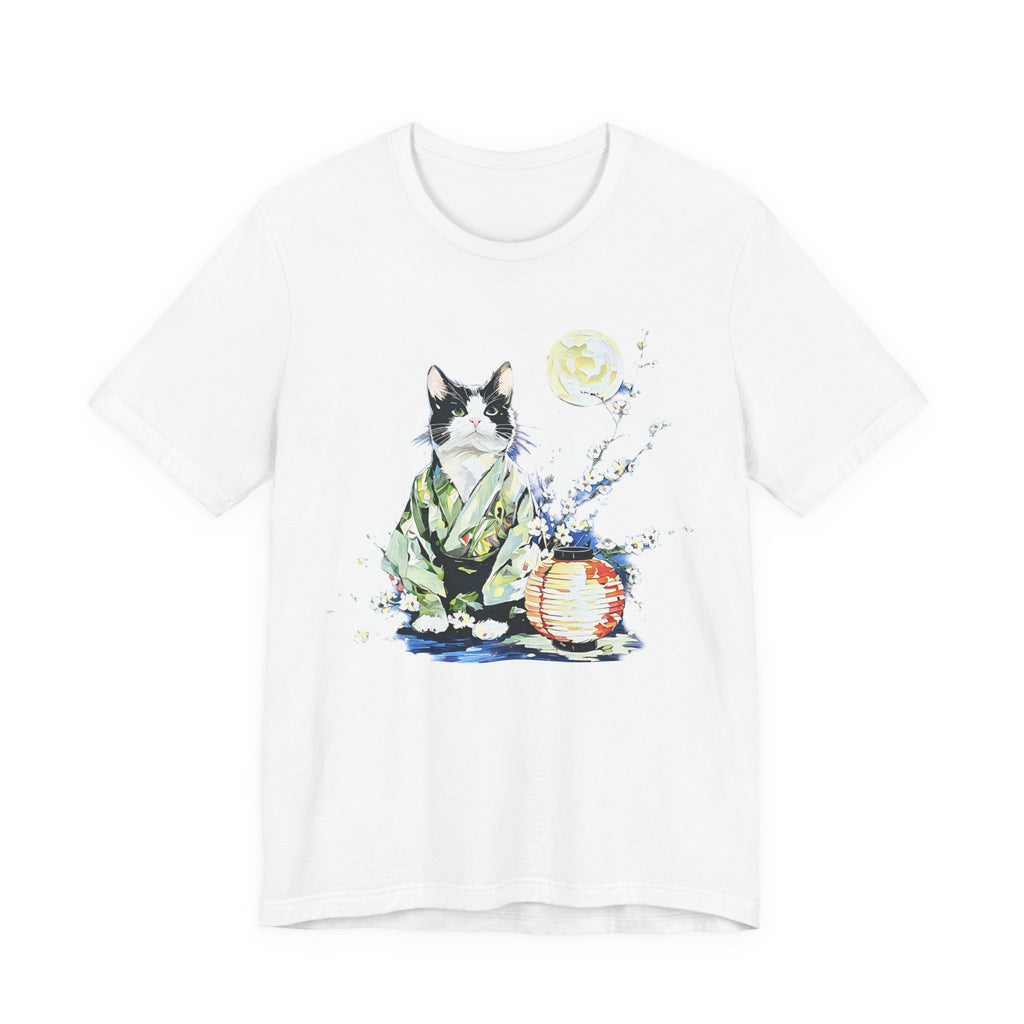 Moon Flower Cat Silhouette T-Shirt | Cat Illustration, Doodle Portrait