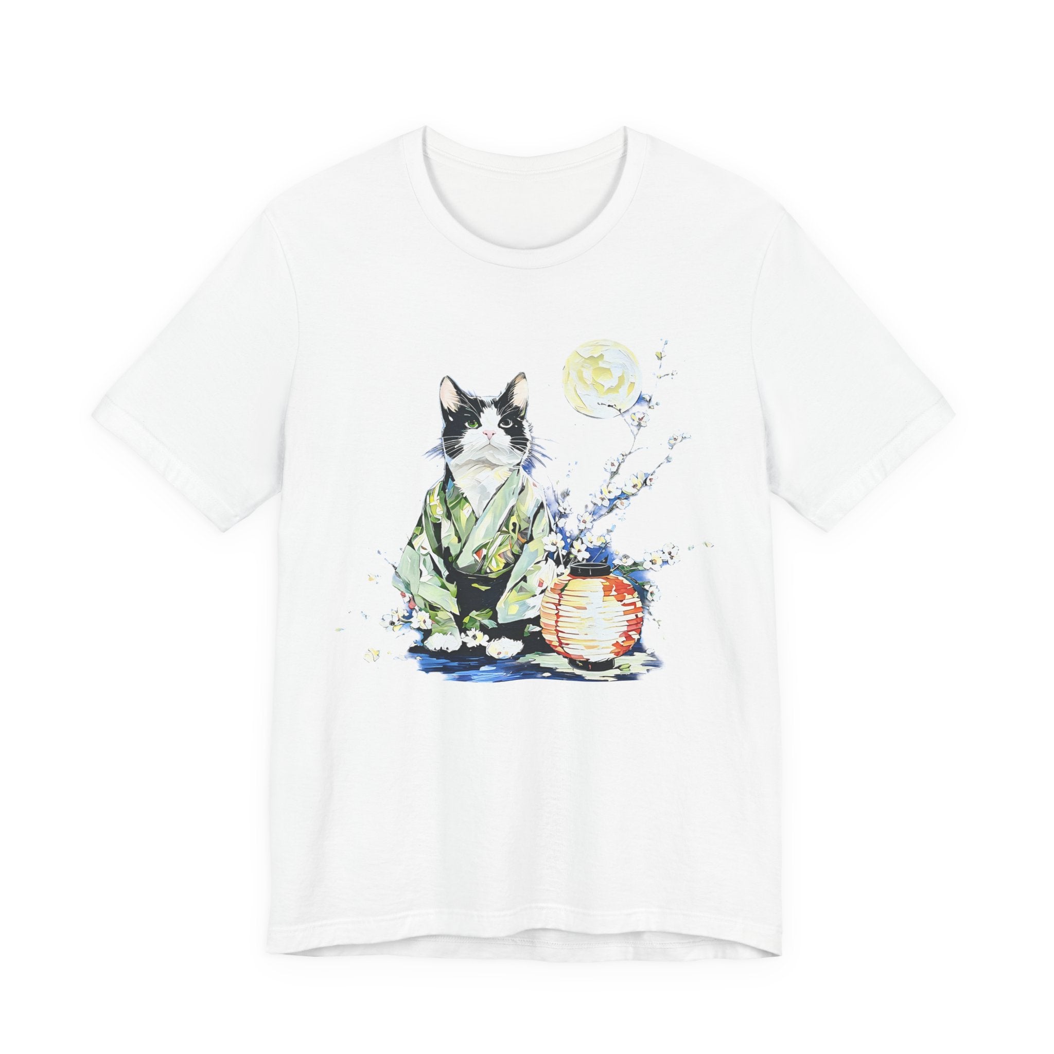 Moon Flower Cat Silhouette T-Shirt | Cat Illustration, Doodle Portrait