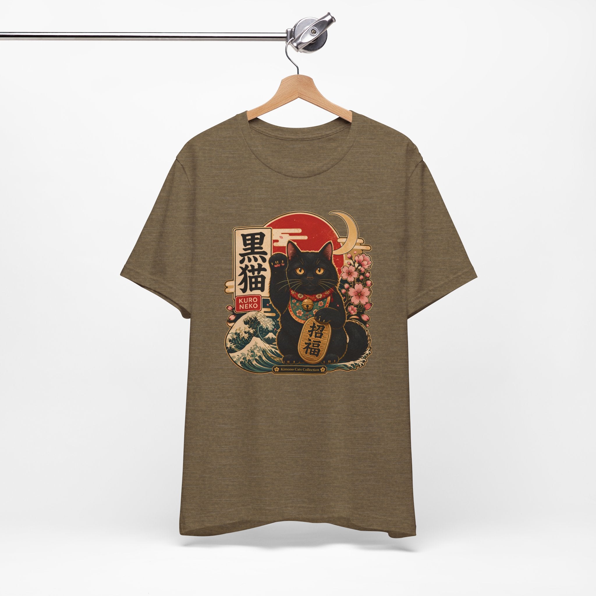 Black Maneki Neko T-Shirt — Lucky Cat Japanese Retro Graphic Tee