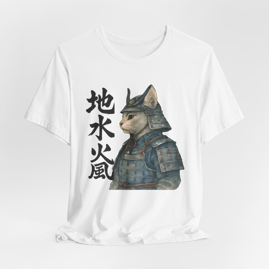 Samurai Cat Watercolor Tee | Japanese Kimono Neko Cat