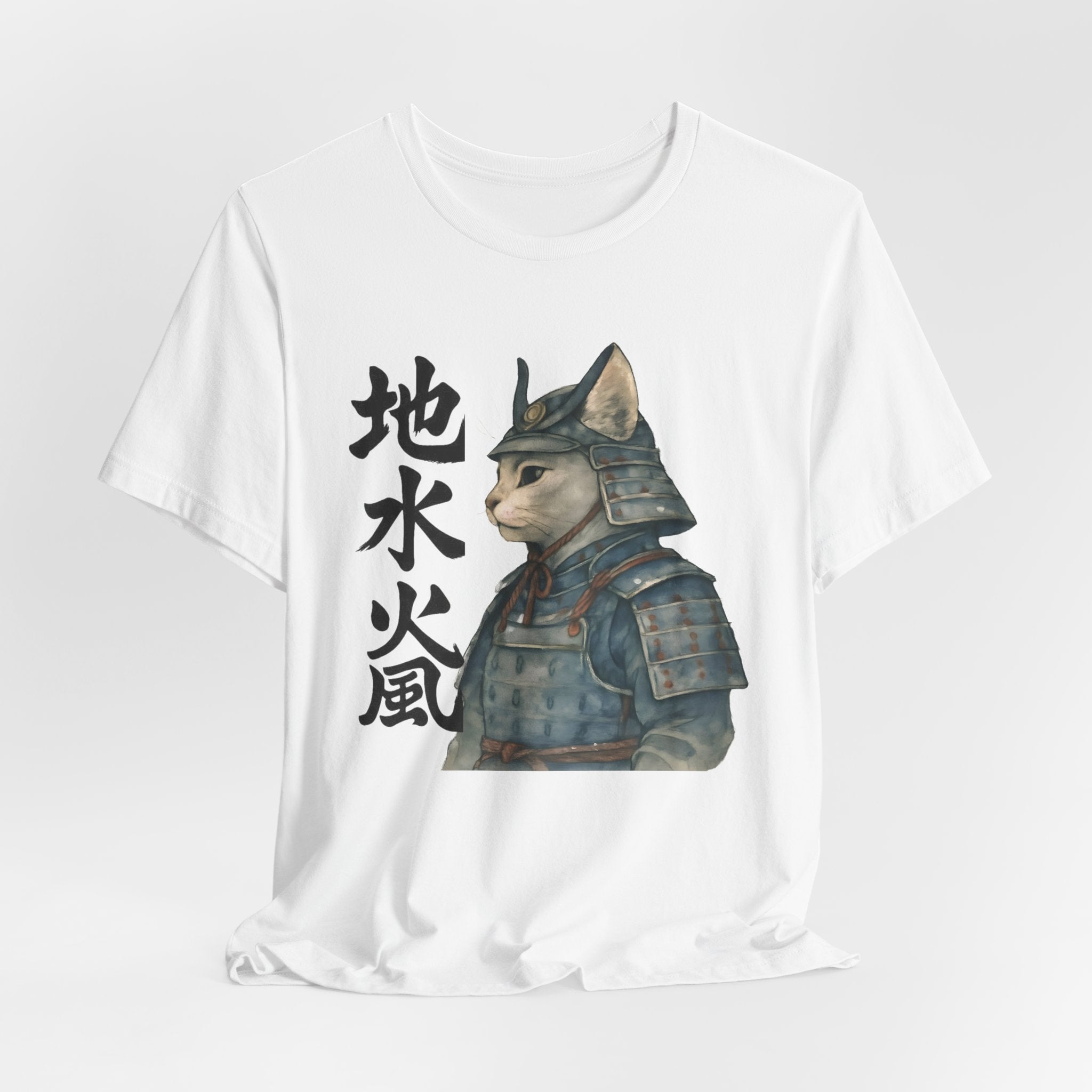 Samurai Cat Watercolor Tee | Japanese Kimono Neko Cat
