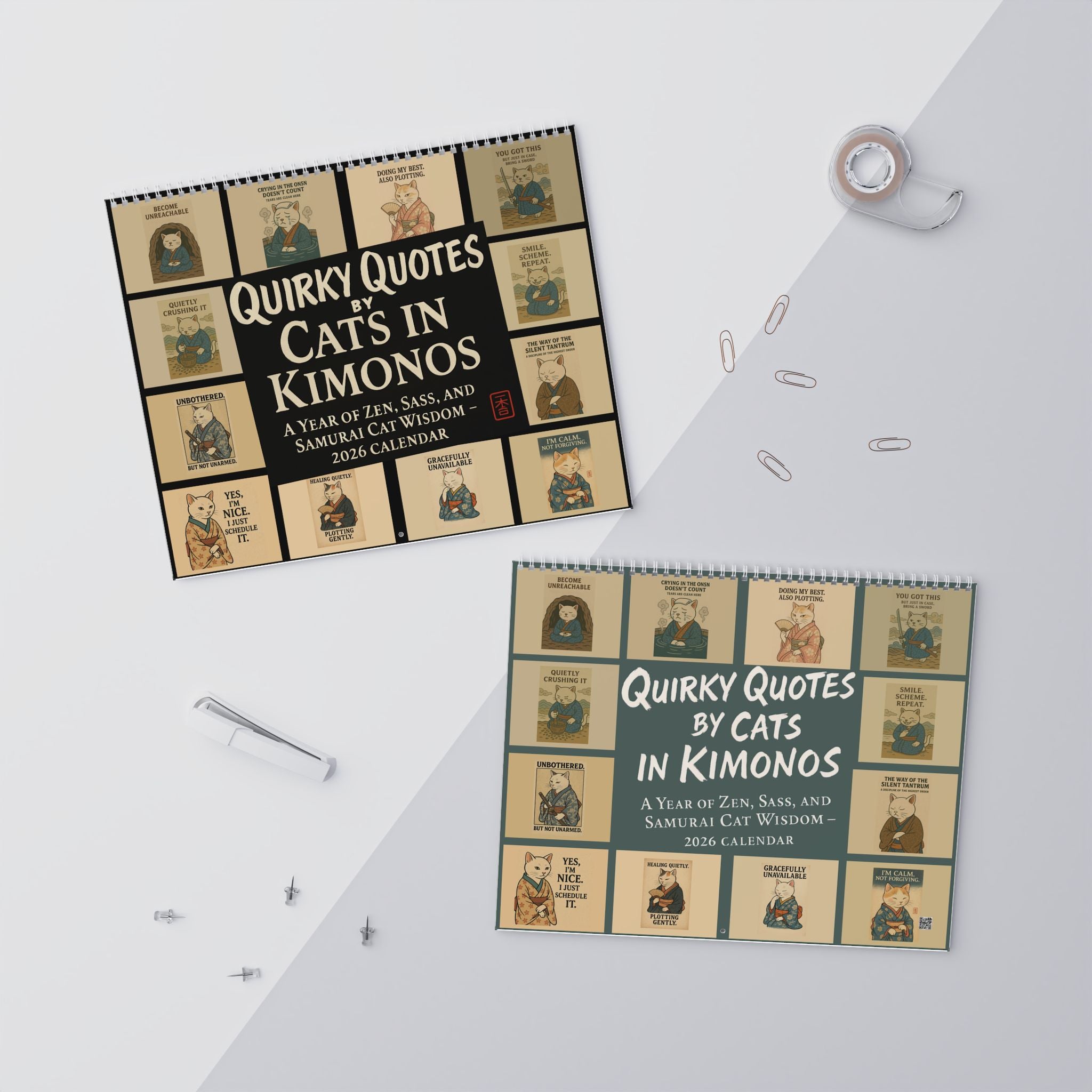 Quirky Quotes by Cats in Kimonos Wall Calendar 2026