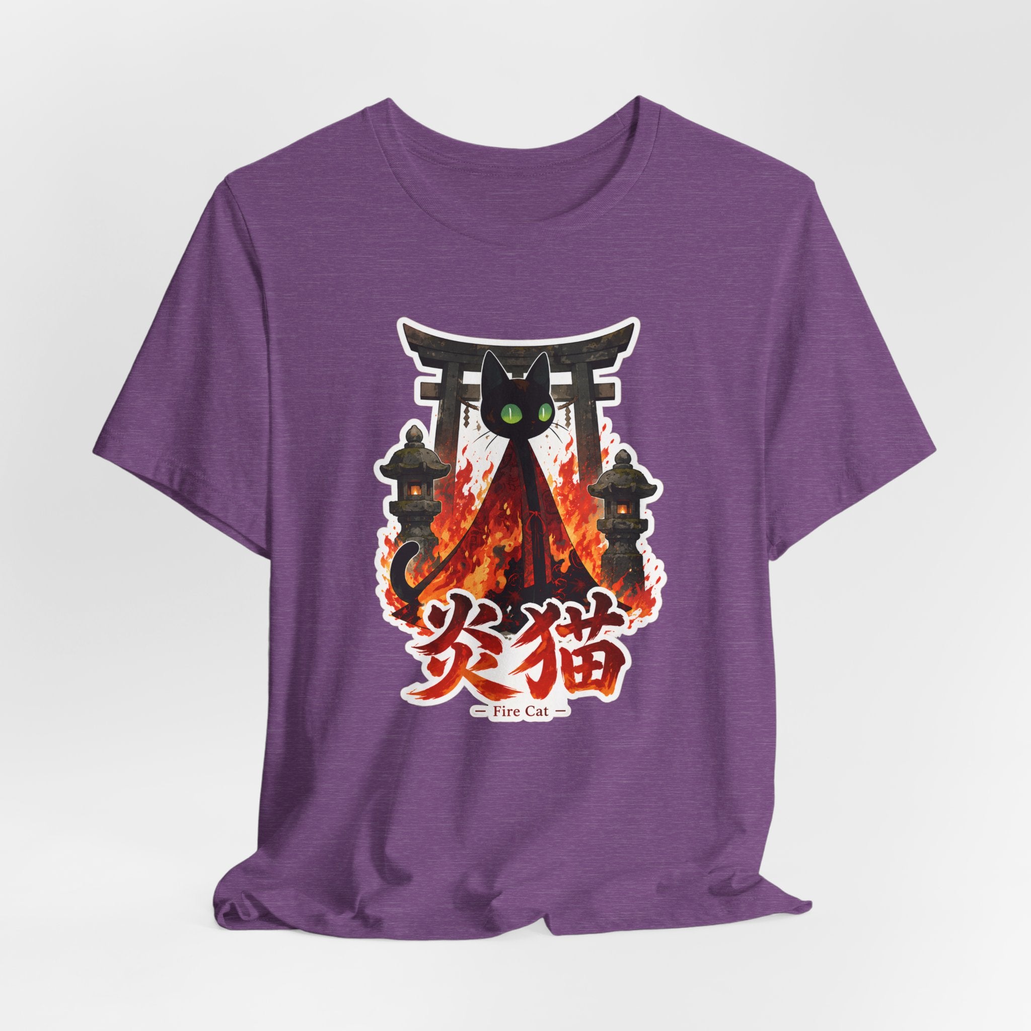 Fire Cat T-Shirt — Japanese Torii Flames Graphic Tee (炎猫 — Fire Cat)
