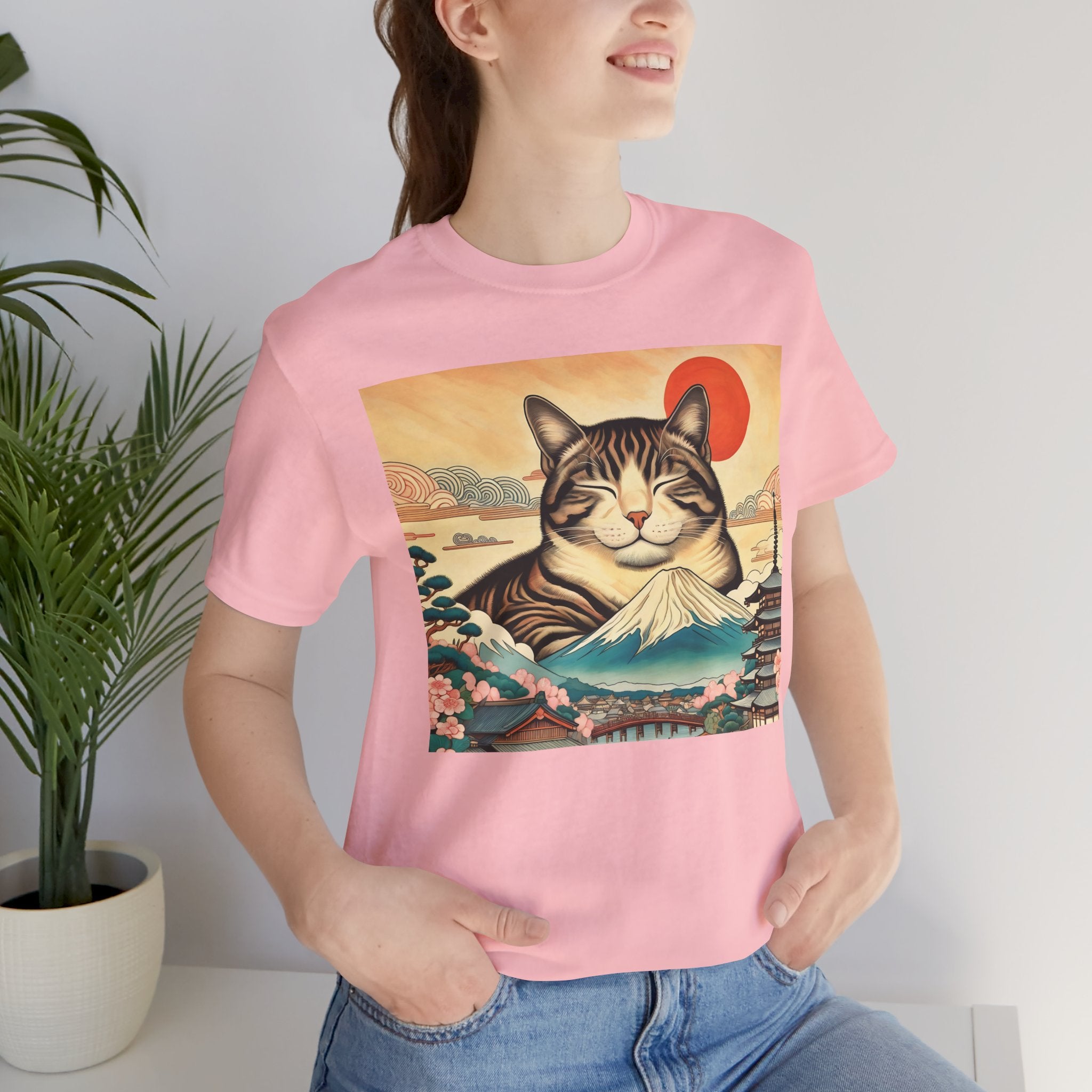 Sakura Mt. Fuji Cat T-Shirt