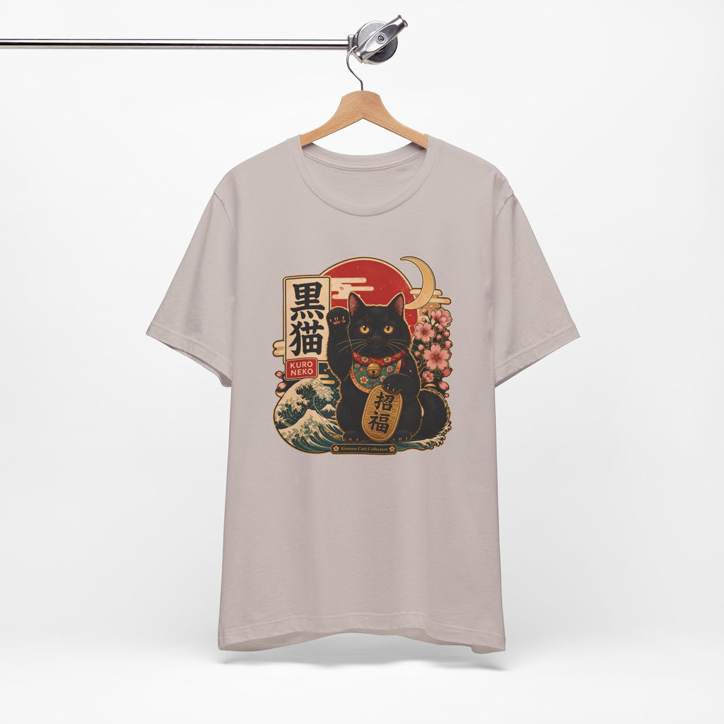 Black Maneki Neko T-Shirt — Lucky Cat Japanese Retro Graphic Tee