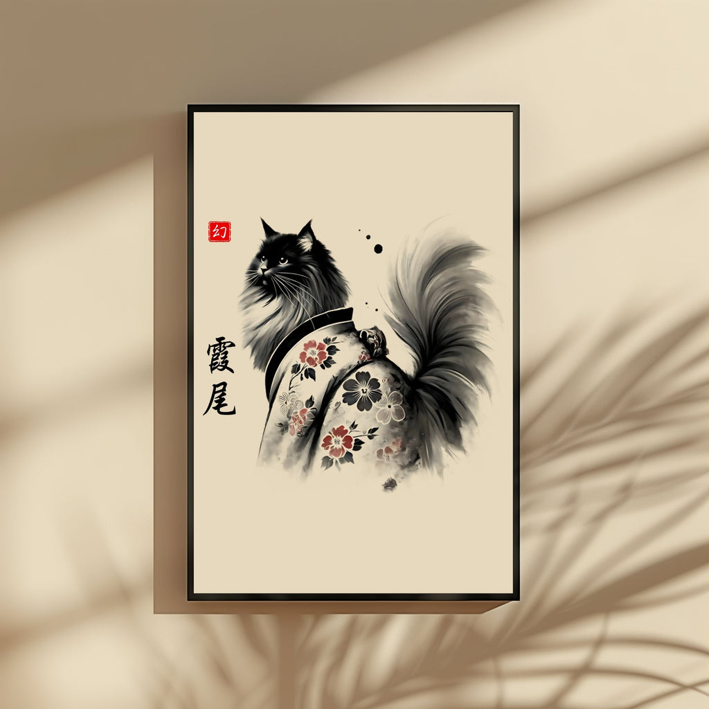 幻 (Gen) – Illusion Tail Cat Wall Art