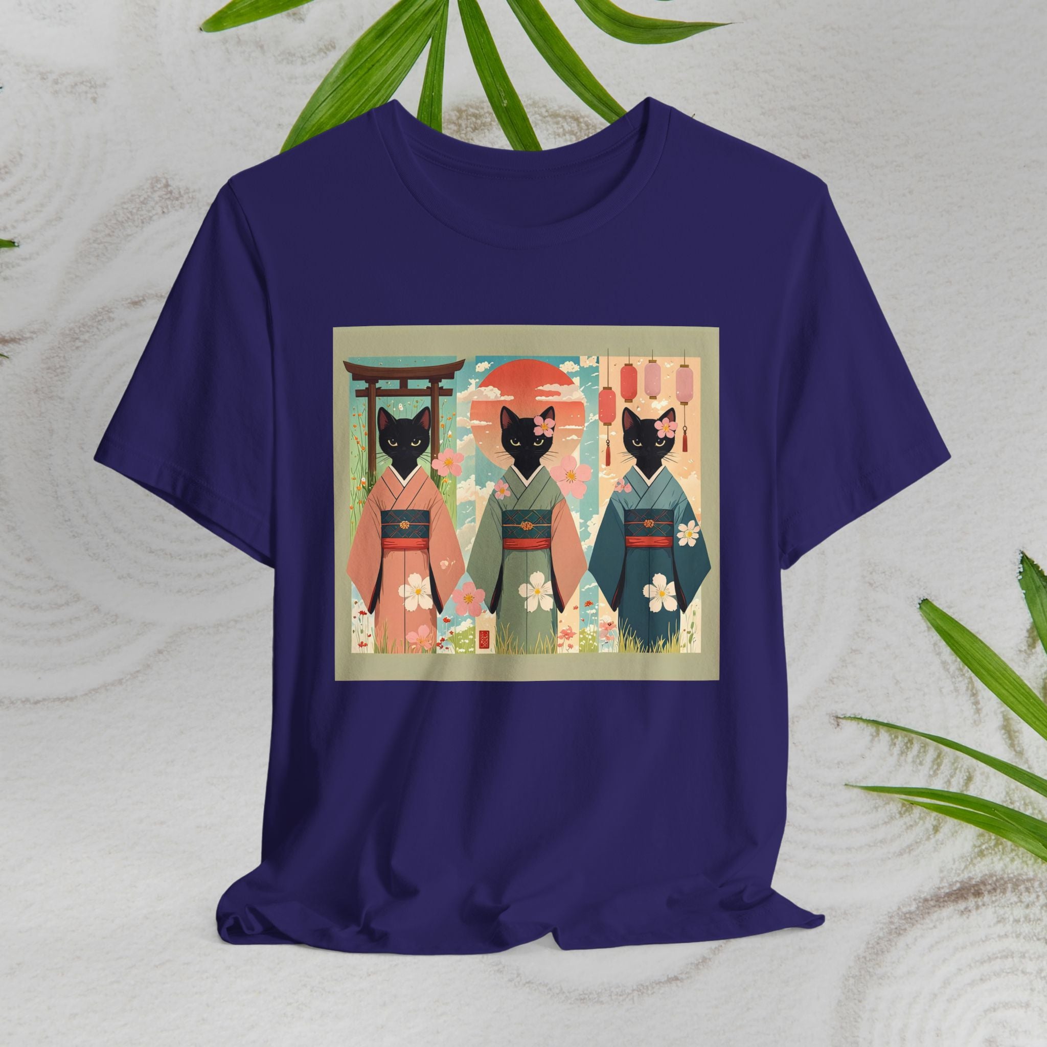 Cute Japanese Black Kitty Cats in Kimonos T-Shirt