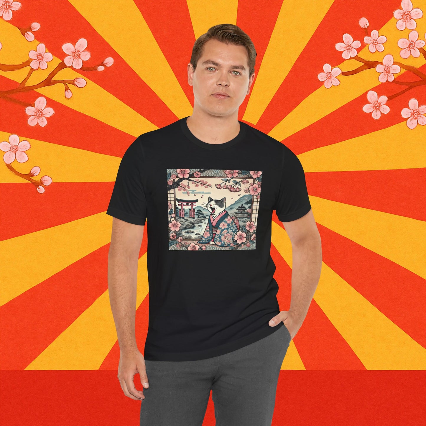 Kimono-Katze T-Shirt: Faule japanische Zen-Katze