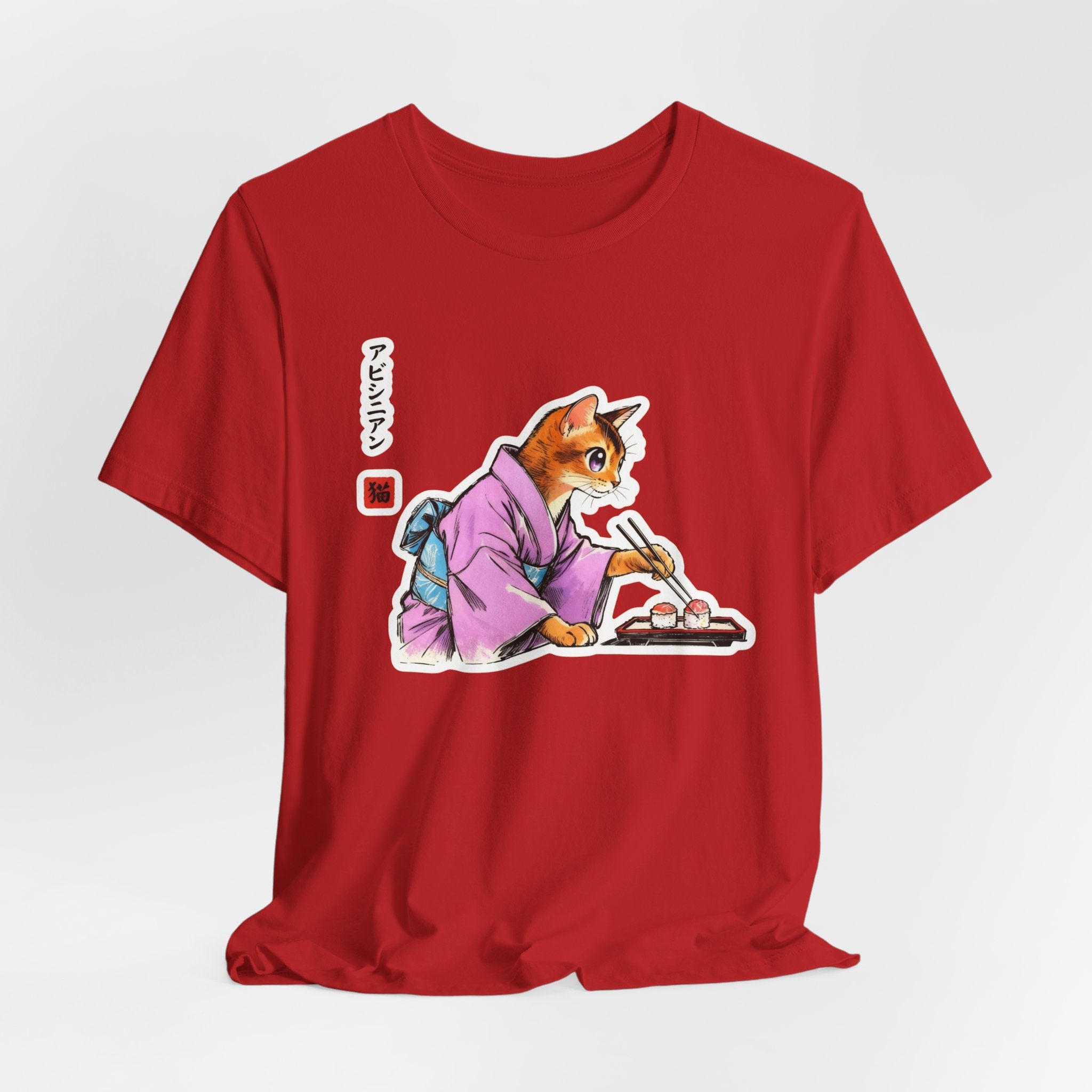Sushi Cat Tee - Cute Japanese Aesthetic Shirt, Abyssinian