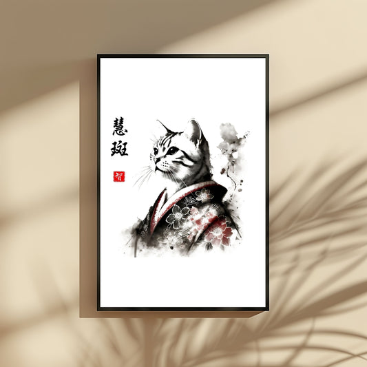慧斑 (Keihan) – Wisdom Stripes Cat Wall Art