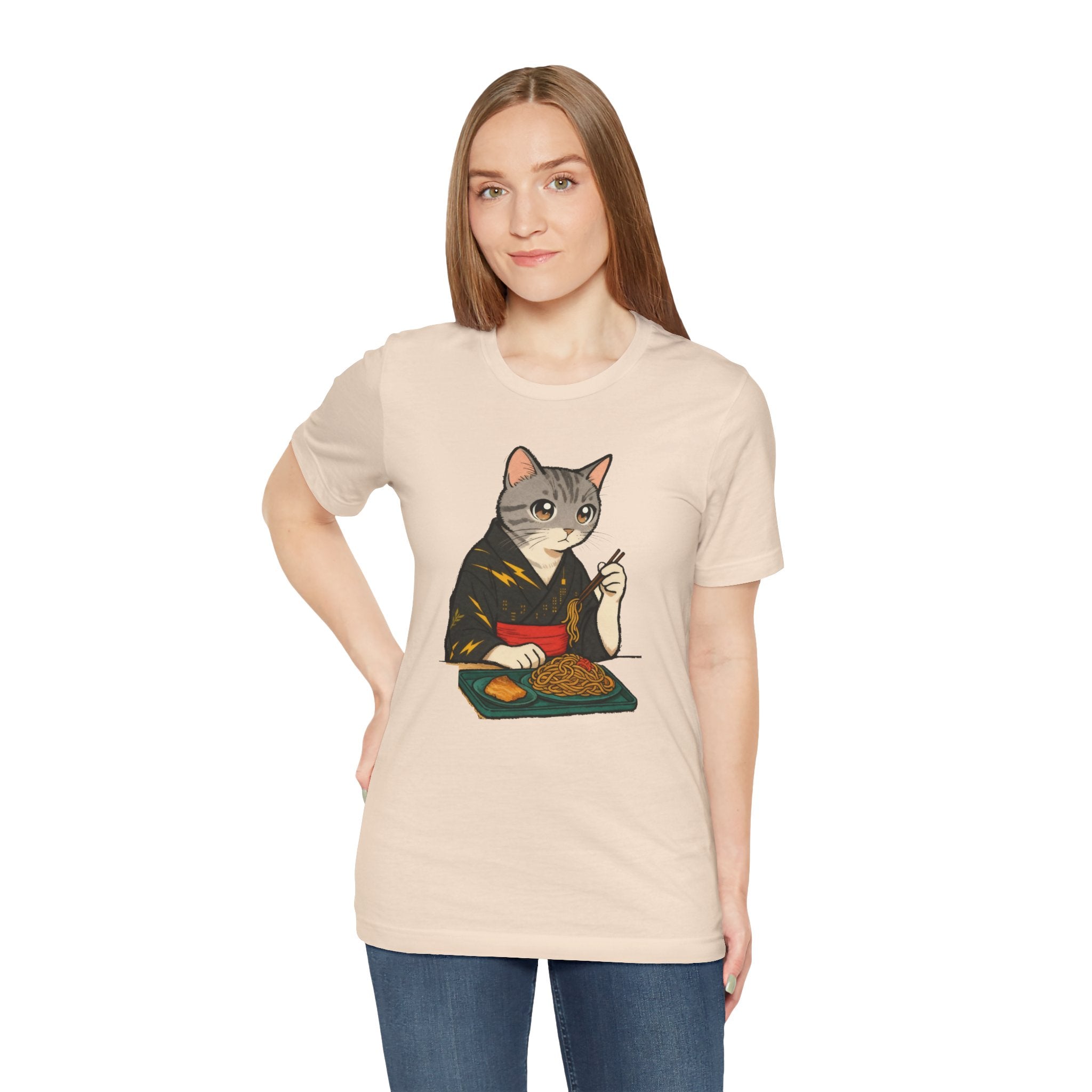 Yakisoba Noodle Cat Shirt - Japanese Street Food Kimono Cat Tee