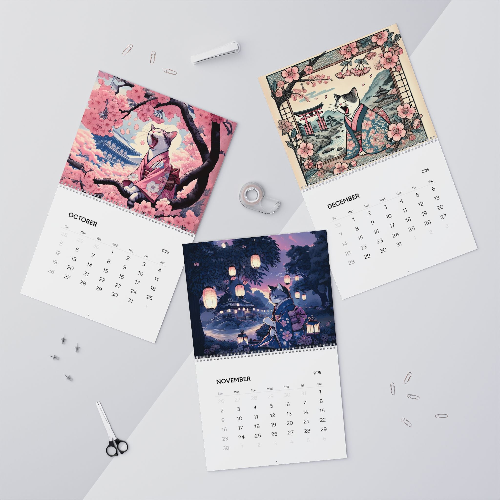 Kawaii Zen Cats of Edo Calendar 2025