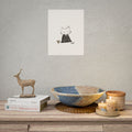 Zen Cat Tea Poster — Minimal Kawaii Cat Illustration Rolled Art Print