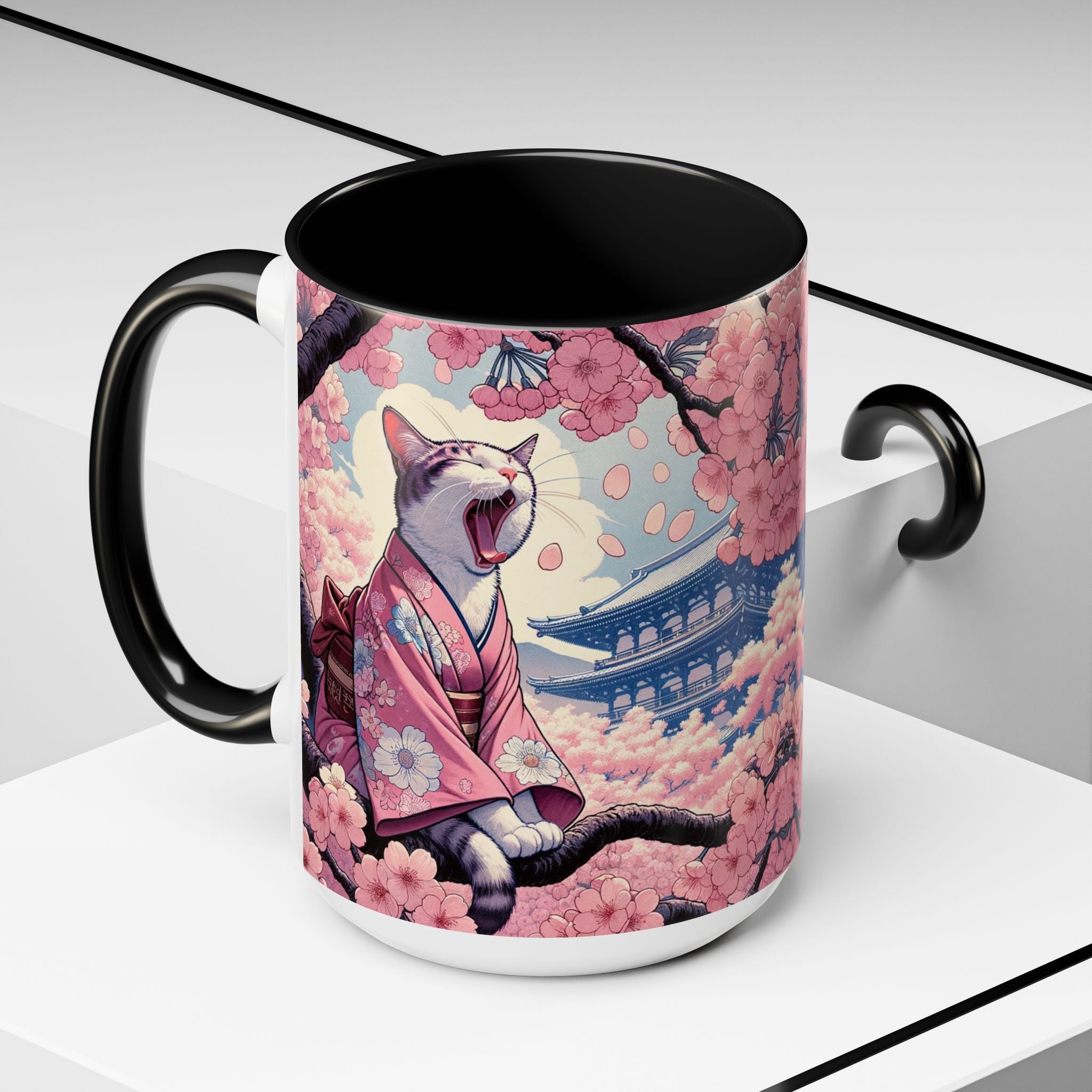 Sakura Cat Coffee Mug in Kimono Design - Kimono Cats Collection
