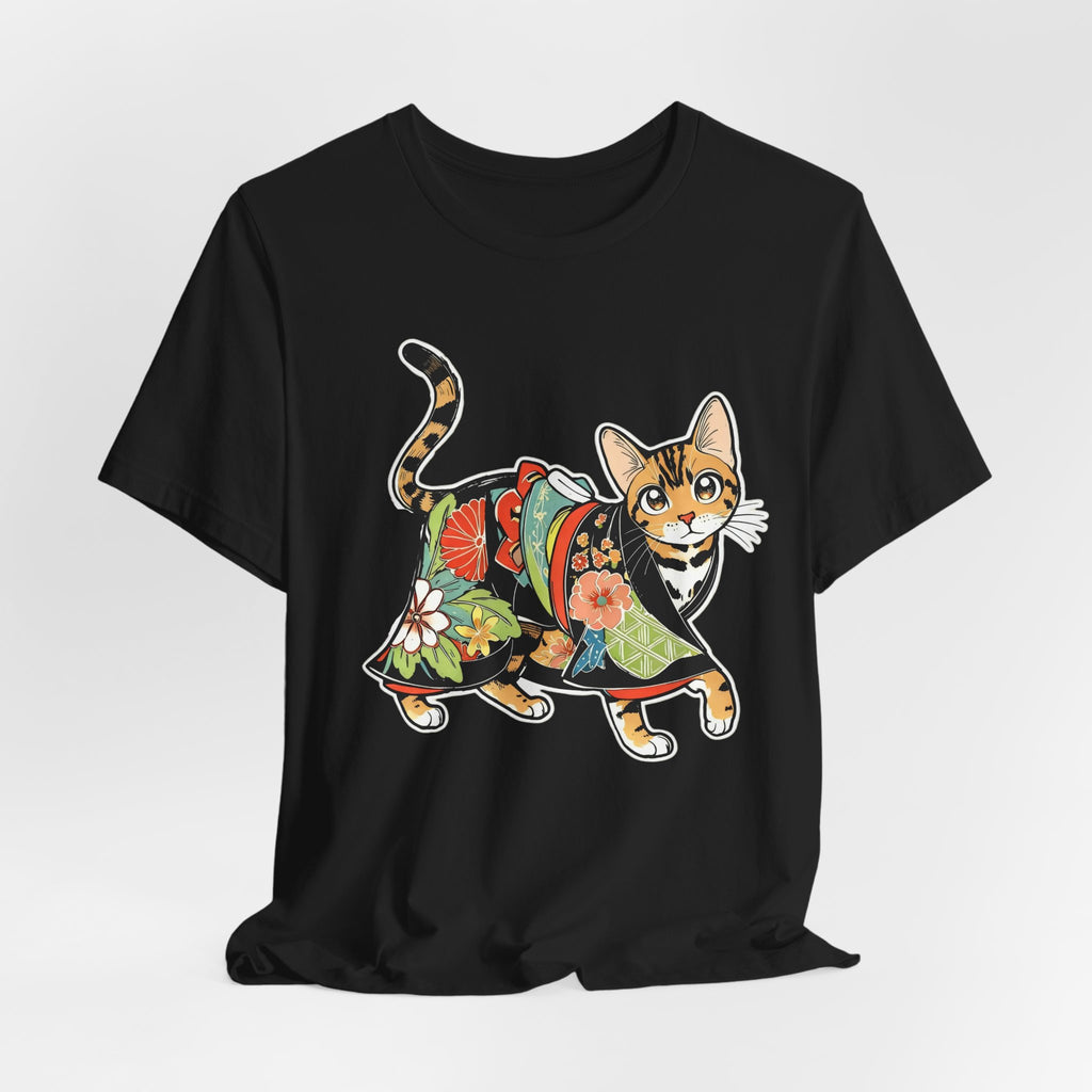 Zen Cat Shirt Japanese Gift Tee, Kimono Cat Bengal